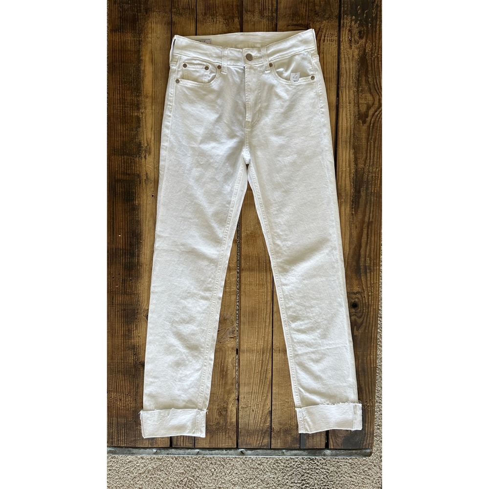 Gap 90s Straight High Rise Jeans Womens 25 0R White Denim Raw Hem
